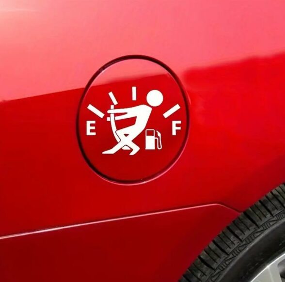 Funny Car Fuel Tank Sticker (White Vinyl) Car Accessories South Africa