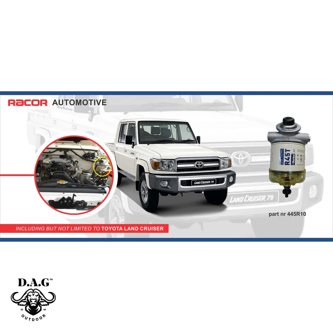 Racor Fuel Filter Water Separator Kit Toyota Land Cruiser 79 & Land Cruiser 200 V8 • Auto Gear