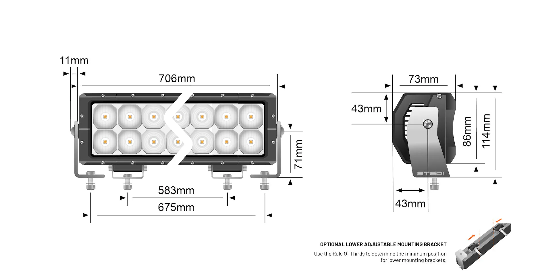 STEDI 28 Inch 52 LED ST4K Double Row Light Bar